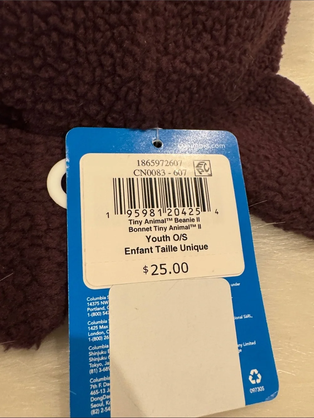 Columbia Kids Fleece Earflap Hat with Ears - Pink & Dark Brown. NWT